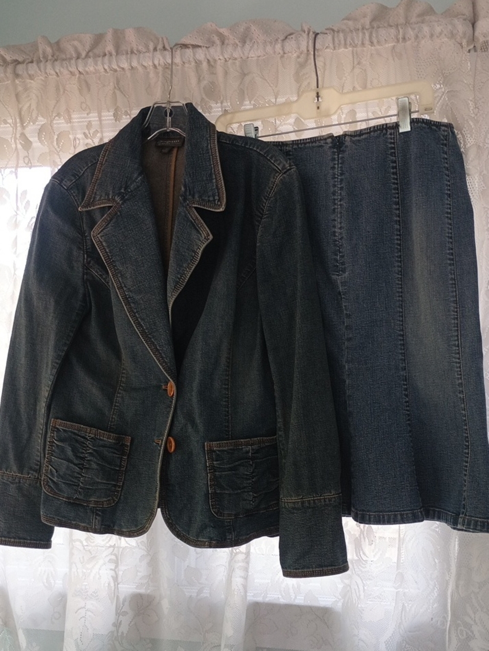 Classiques Entier Dark Blue Denim Jacket and Skirt Set